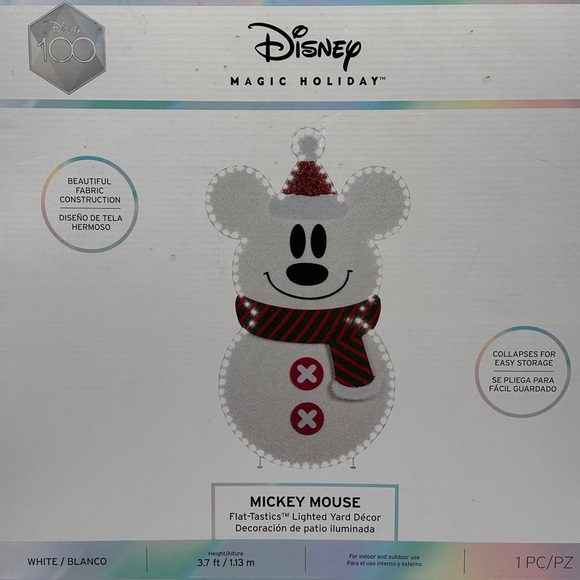 Gemmy Disney 3.7 ft Mickey Mouse Snowman Flat-Tastics Yard Decoration NIB - Picture 1 of 6